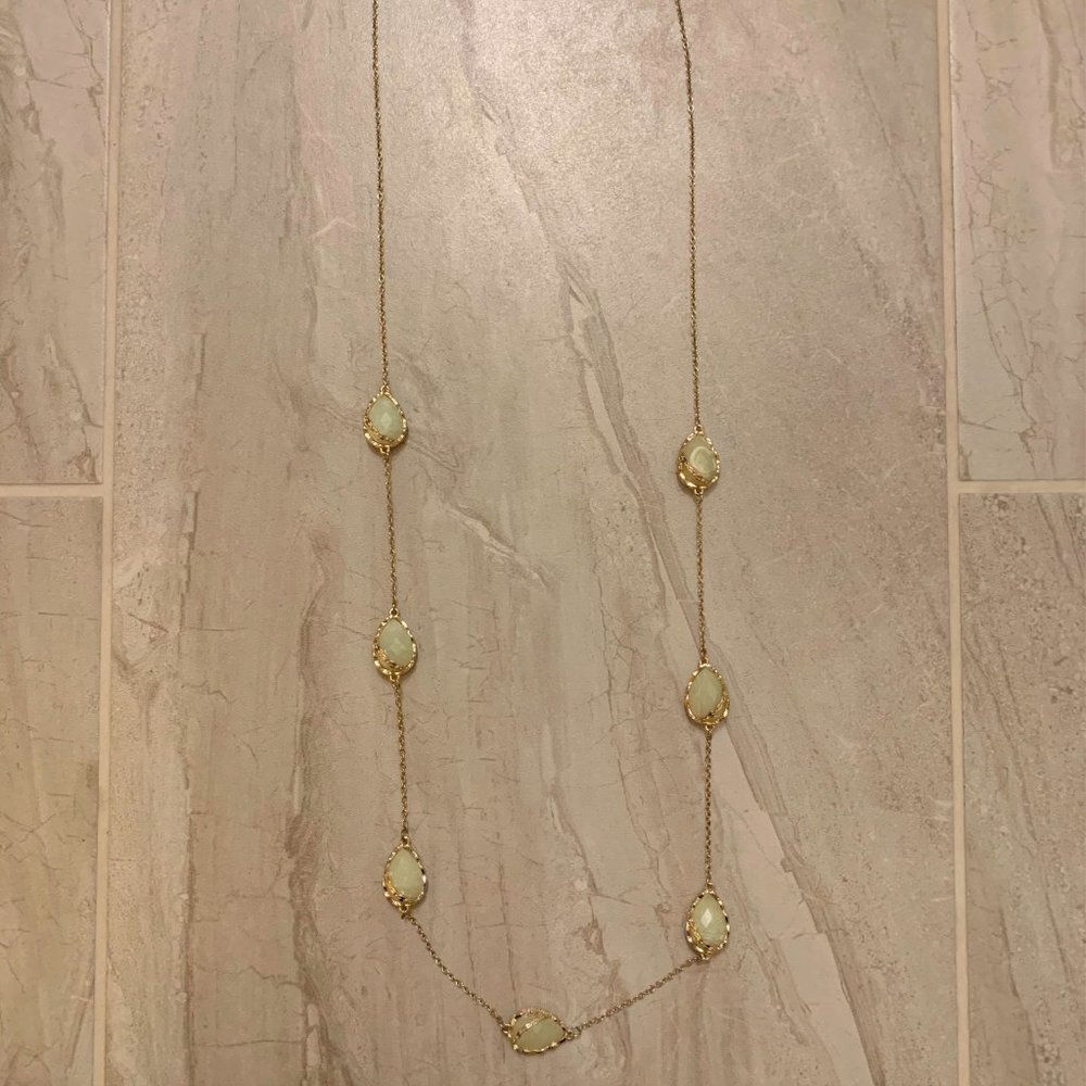 Green & gold drop necklace